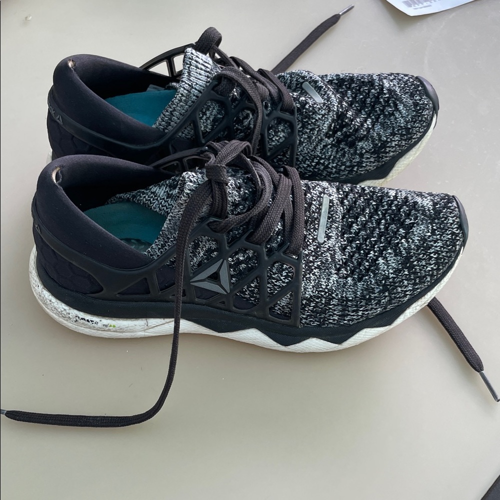 Reebok Black & White Knit Athletic Sneakers